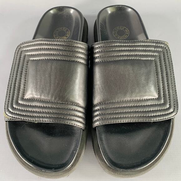 DRIES VAN NOTEN Size 8 Black Quilted Leather Slide Sandals main image 7
